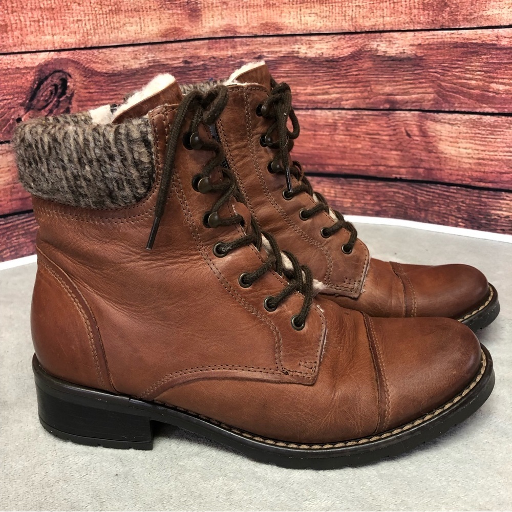 Steve Madden Annee Brown Leather Fleece Lined Ankle Boots